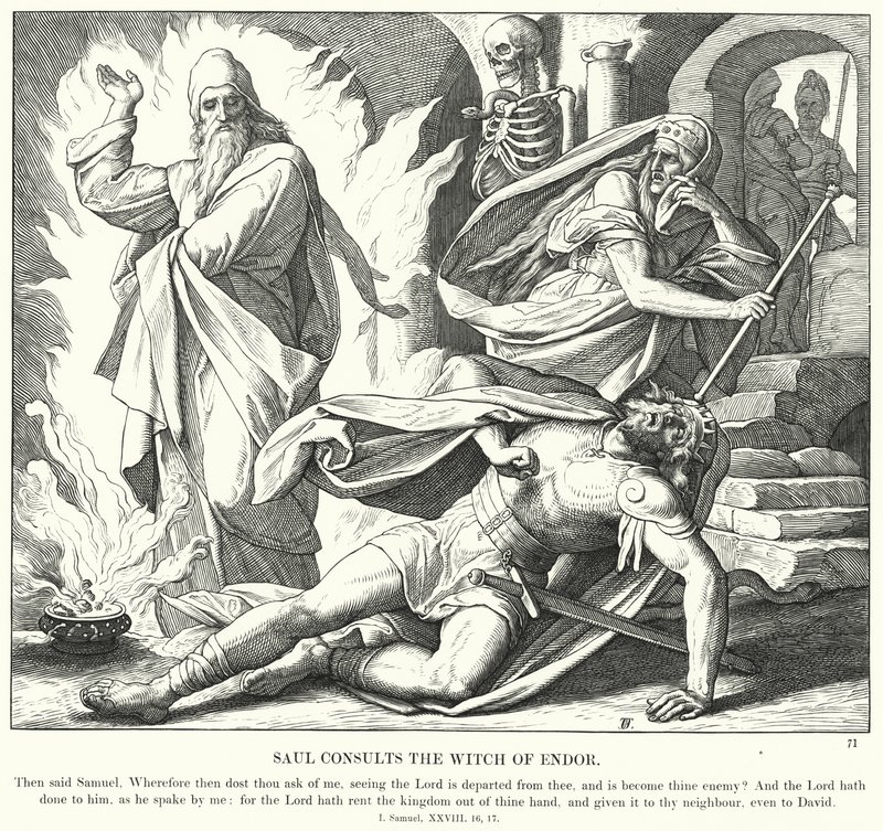 Saul konsultoi Endorin noitaa (kaiverrus) tekijältä Julius (after) Schnorr von Carolsfeld