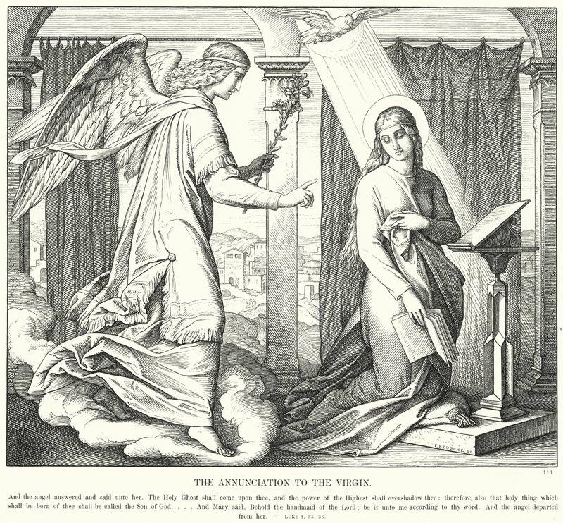 Ilmoitus Neitsyelle (kaiverrus) tekijältä Julius (after) Schnorr von Carolsfeld