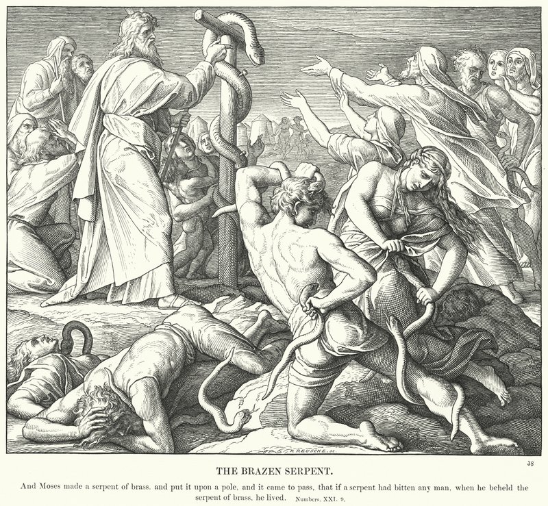 The Brazen Serpent (kaiverrus) tekijältä Julius (after) Schnorr von Carolsfeld