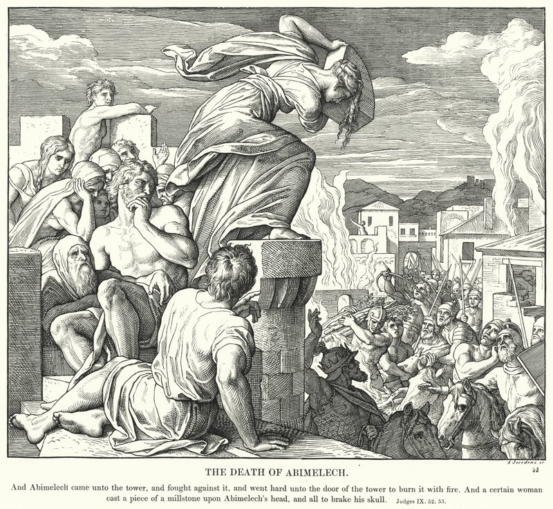 Abimelekin kuolema (kaiverrus) tekijältä Julius (after) Schnorr von Carolsfeld