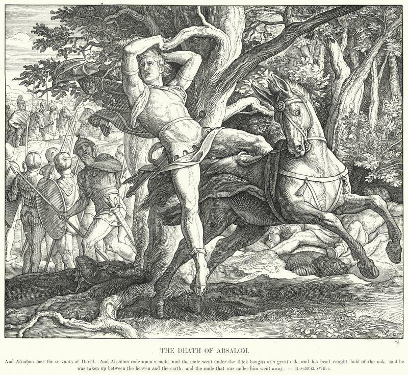 Absalomin kuolema (kaiverrus) tekijältä Julius (after) Schnorr von Carolsfeld
