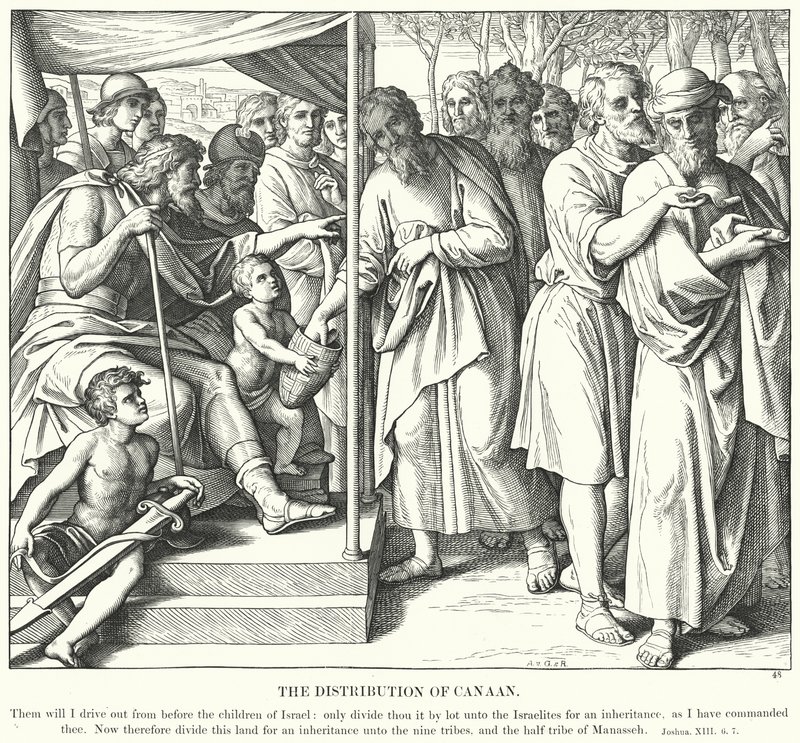 Kanaanin leviäminen (kaiverrus) tekijältä Julius (after) Schnorr von Carolsfeld