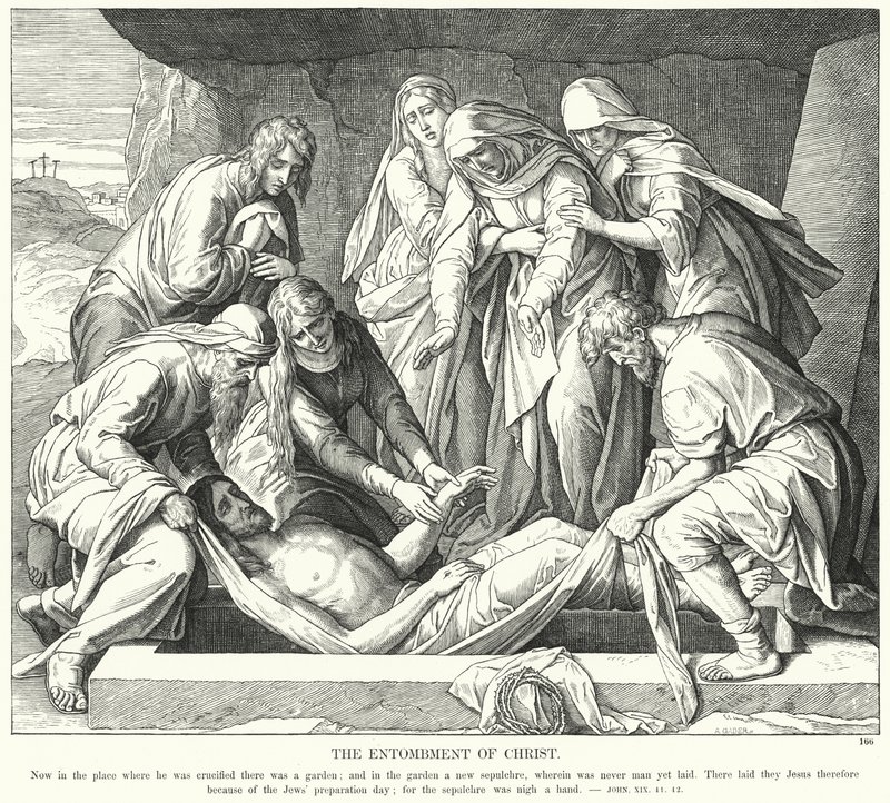 Kristuksen hautaus (kaiverrus) tekijältä Julius (after) Schnorr von Carolsfeld