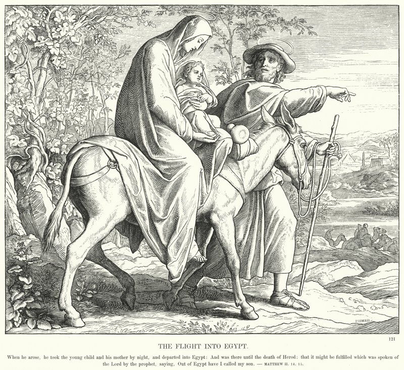 Lento Egyptiin (kaiverrus) tekijältä Julius (after) Schnorr von Carolsfeld