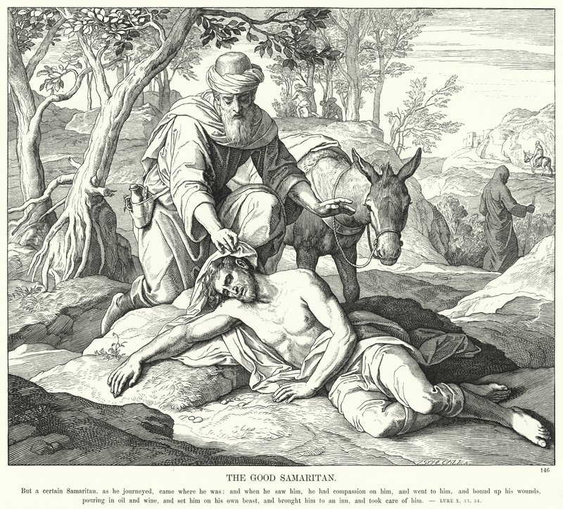 Laupias samarialainen (kaiverrus) tekijältä Julius (after) Schnorr von Carolsfeld