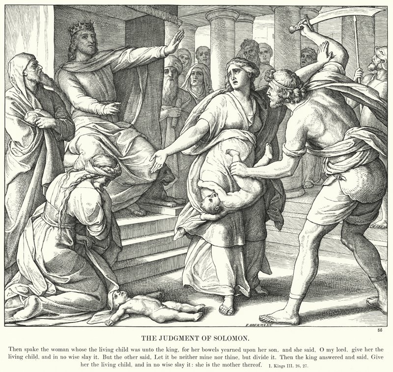 Salomon tuomio (kaiverrus) tekijältä Julius (after) Schnorr von Carolsfeld