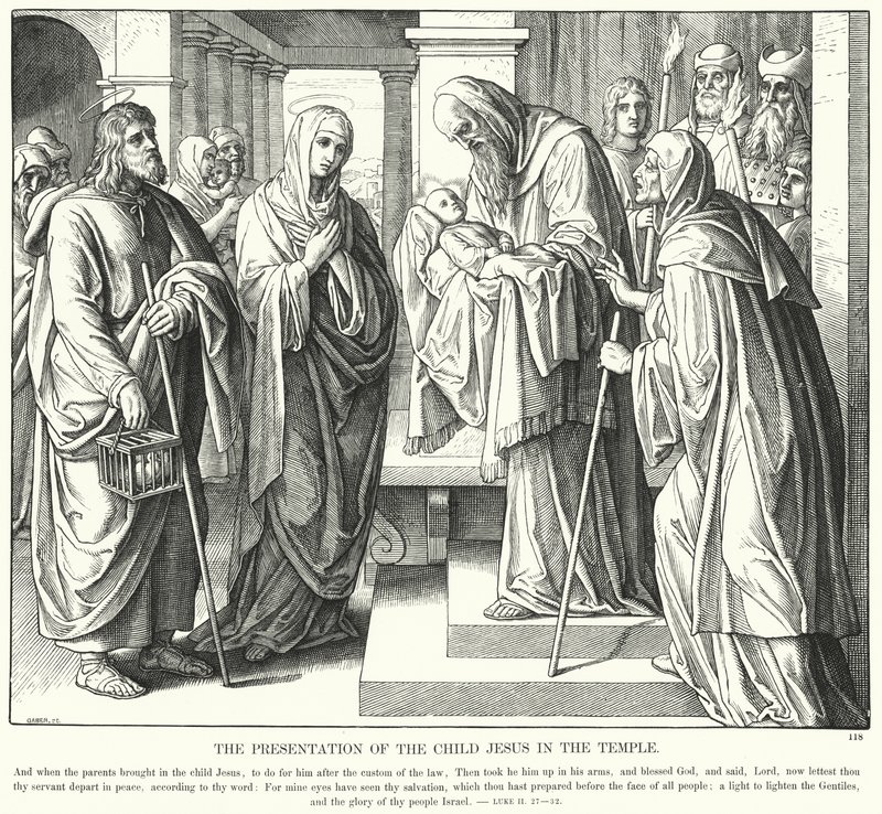 Jeesus-lapsen esitys temppelissä (kaiverrus) tekijältä Julius (after) Schnorr von Carolsfeld