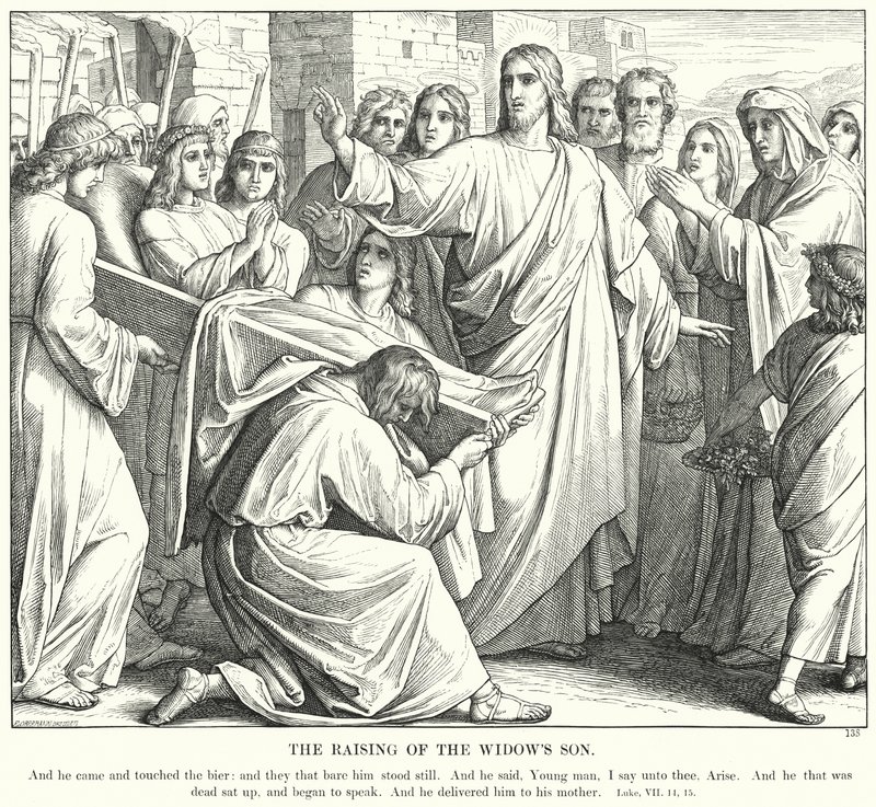 Lesken pojan kasvattaminen (kaiverrus) tekijältä Julius (after) Schnorr von Carolsfeld