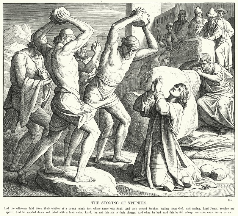 Stephenin kivittäminen (kaiverrus) tekijältä Julius (after) Schnorr von Carolsfeld