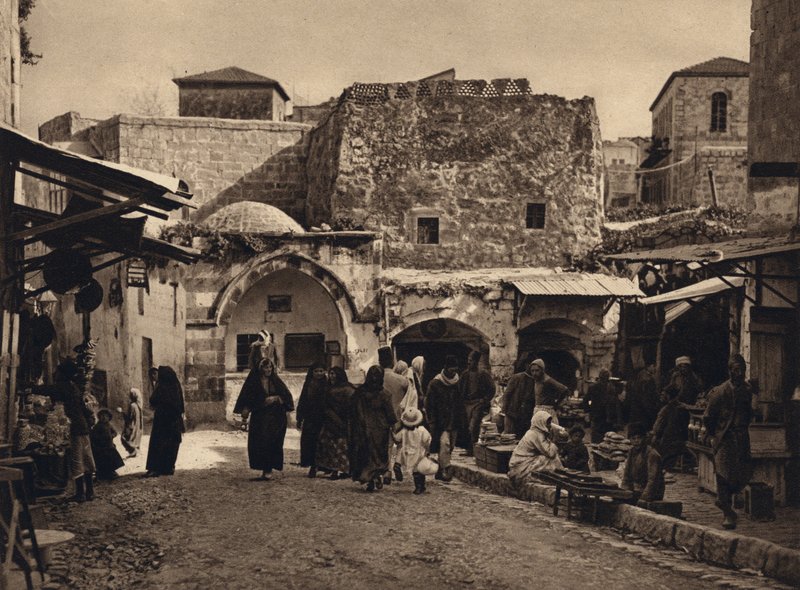 Jerusalem, Street Scene (foto b/n) finlandès tekijältä Karl Grober