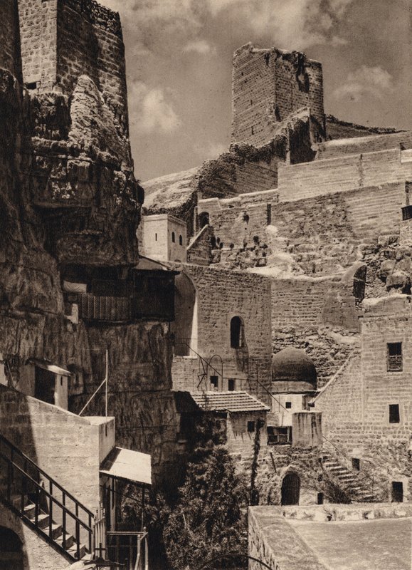 Mar Saba, Eudoxian torni ja luostari (m/w kuva) tekijältä Karl Grober