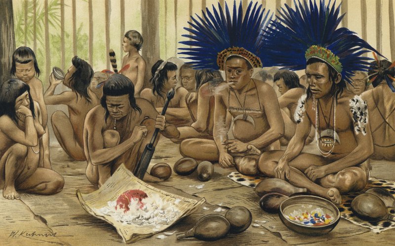 Keski-Brasilian Bororo-intiaanien kuolleiden festivaali tekijältä Karl Von den Steinen