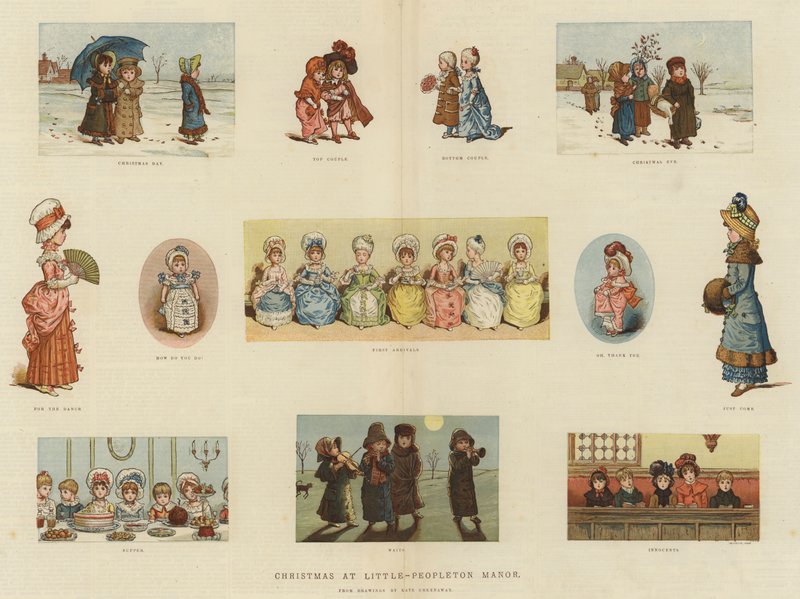 Joulu Little-Peopleton Manorissa (chromolitho) tekijältä Kate Greenaway