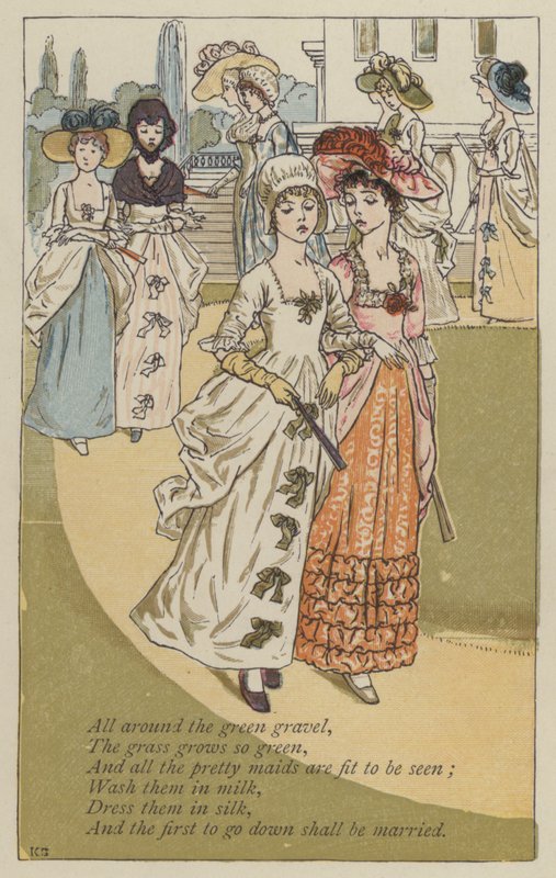 Ympärillä vihreää soraa (väri litho) tekijältä Kate (after) Greenaway