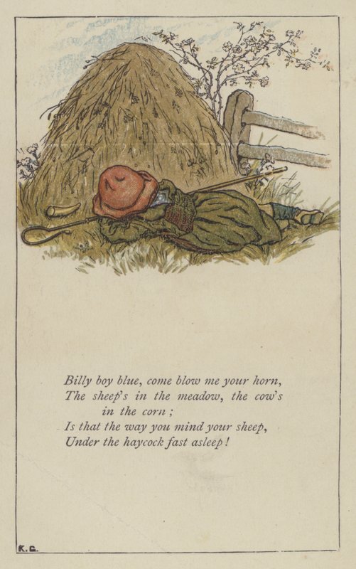 Billy boy sininen, tule puhaltamaan minulle torveasi (väri litho) tekijältä Kate (after) Greenaway