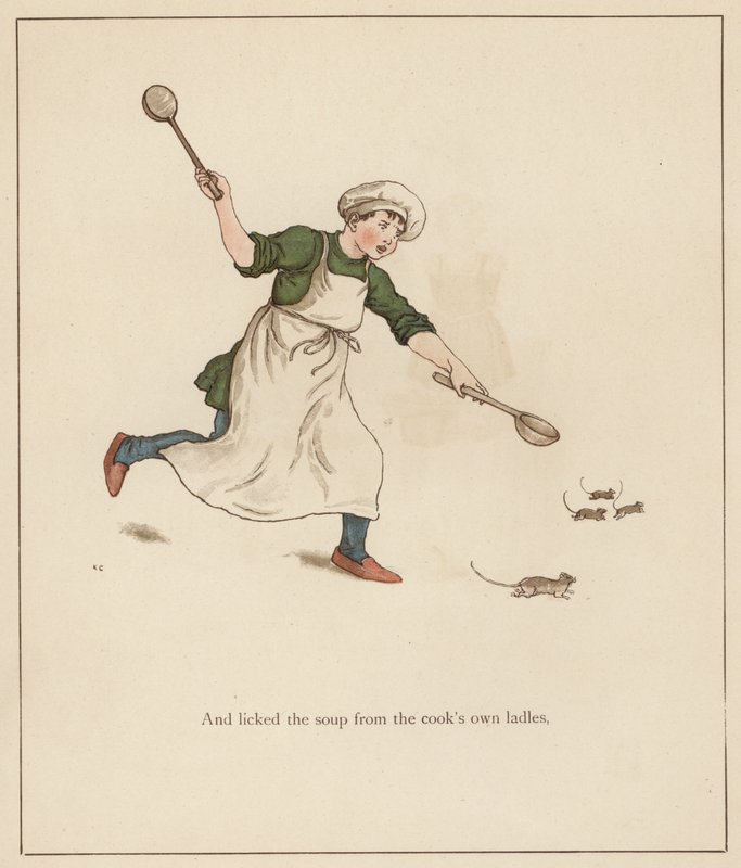 Kate Greenawayn kuvitus Robert Browningin teokseen The Pied Piper of Hamelin (värilitho) tekijältä Kate (after) Greenaway