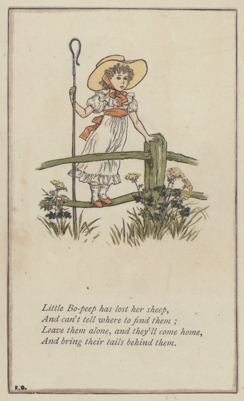 Pikku Bo-peep on menettänyt lampaansa (väri litho) tekijältä Kate (after) Greenaway