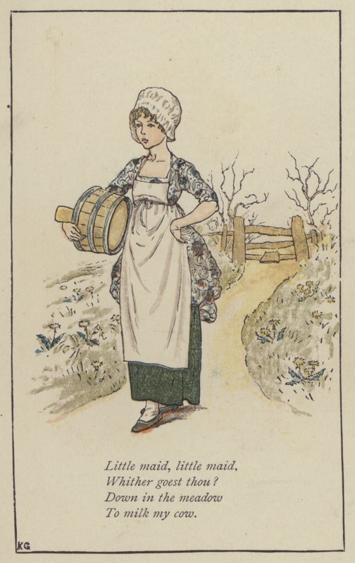 Pieni piika, pieni piika (väri litho) tekijältä Kate (after) Greenaway