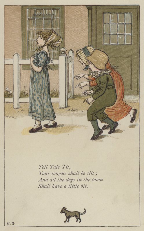 Tell Tale Tit (väri litho) tekijältä Kate (after) Greenaway