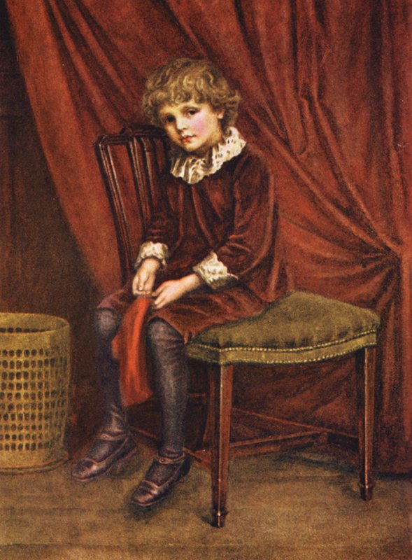 Punainen poika (värilitografia) tekijältä Kate (after) Greenaway