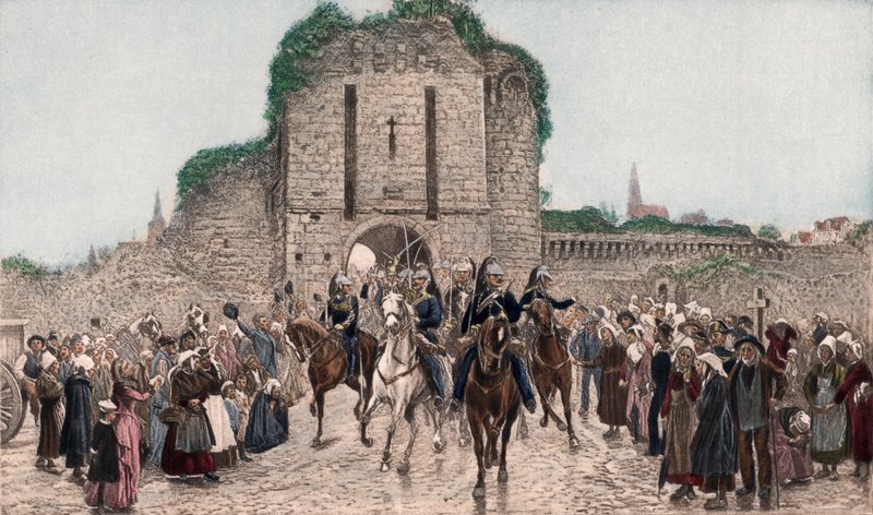 Ratsuväki lähtee Breton Citystä (värivalokuva) tekijältä Lady  Butler