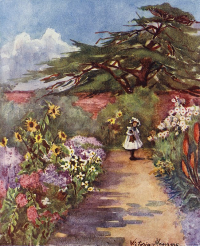 Old English Garden, Brockwell Park (väri litho) tekijältä Lady Victoria Marjorie Harriet Manners