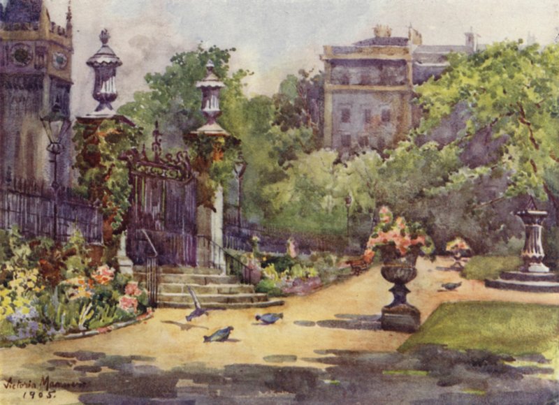 The Inner Temple Garden (väri litho) tekijältä Lady Victoria Marjorie Harriet Manners