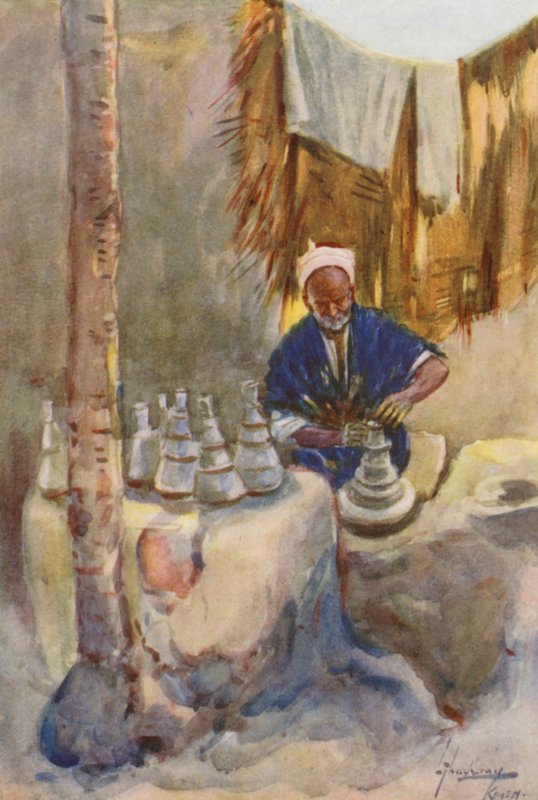 Egyptin kansa: Potter, Fokarani (värilitografia). tekijältä Lance Thackeray