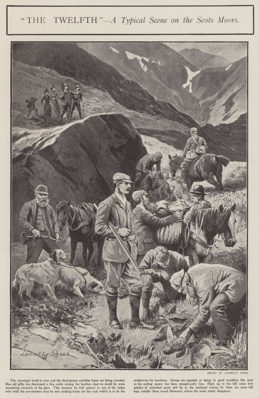 "Kahdestoista" - tyypillinen kohtaus Scots Moors (litho) tekijältä Lancelot Speed