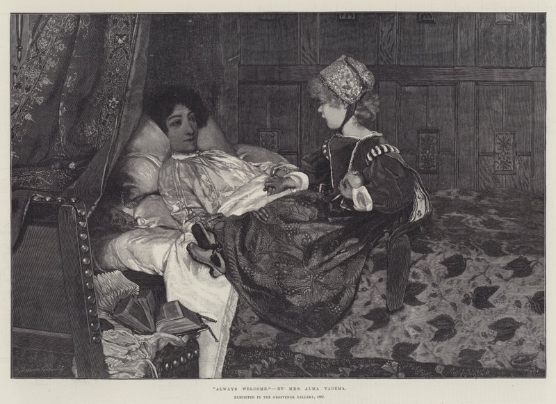 Aina tervetullut, esillä Grosvenorin galleriassa, 1887 tekijältä Lawrence Alma Tadema