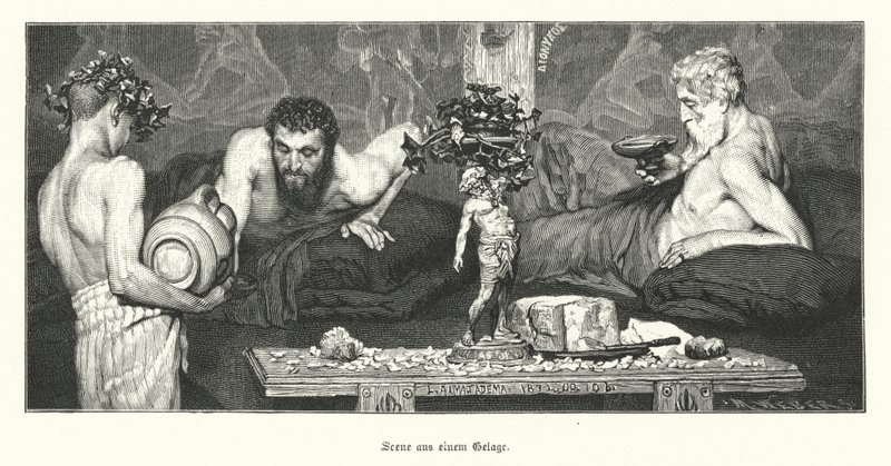 Kreikkalainen viini (kaiverrus) tekijältä Lawrence (after) Alma Tadema