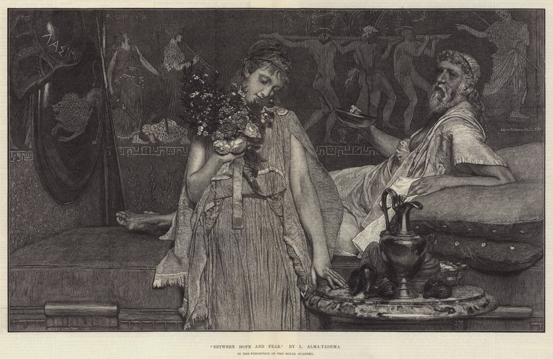 Toivon ja pelon välillä, Royal Academyn näyttelyssä tekijältä Lawrence Alma Tadema