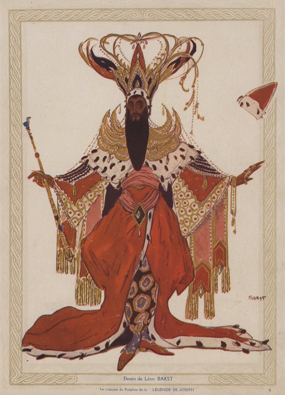 Leon Bakstin pukusuunnittelu Potipharille Richard Straussin baletin Josephslegende (värilito) -tuotannossa Ballets Russes -tuotannossa tekijältä Leon (after) Bakst