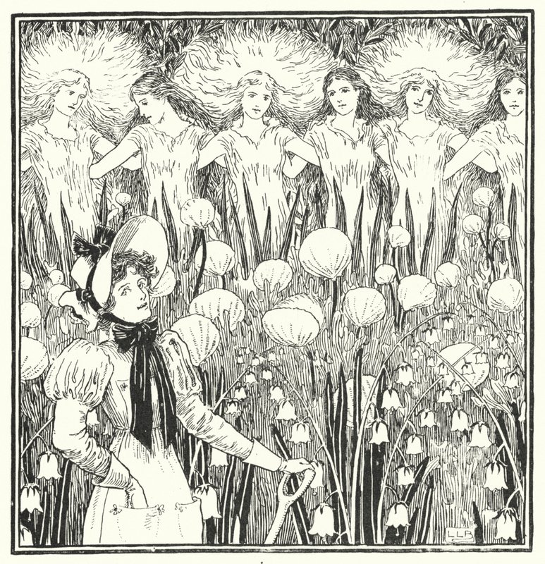 Mistress Mary, päinvastoin, kuinka puutarhasi kasvaa (kaiverrus) tekijältä Leonard Leslie Brooke