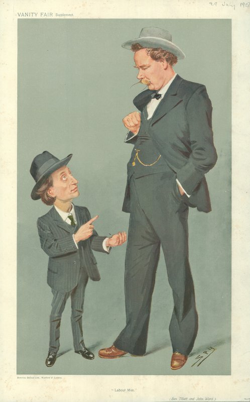 Ben Tillett ja John Ward, Labour Men, 29. heinäkuuta 1909, Vanity Fair -sarjakuva tekijältä Leslie Matthew Ward