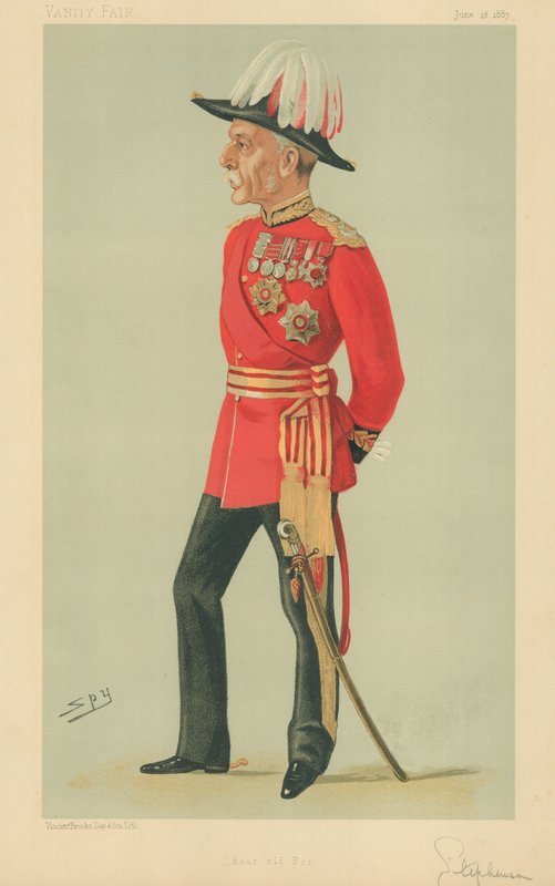 Kenraali Sir Frederick Charles Arthur Stephenson, rakas vanha Ben, 18. kesäkuuta 1887, Vanity Fair -sarjakuva tekijältä Leslie Matthew Ward