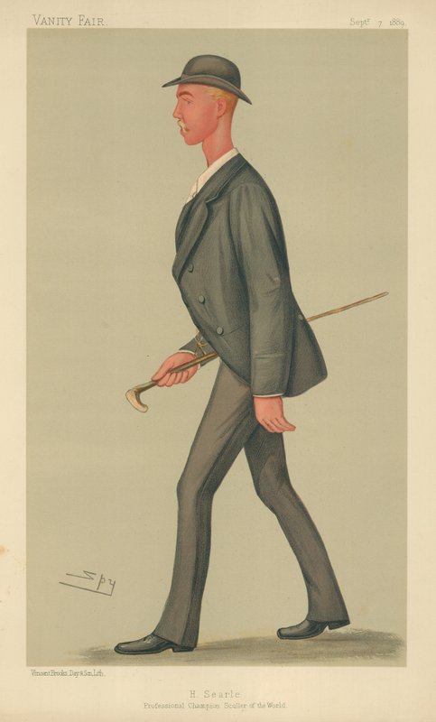 Henry Searle, ammattimestari Sculler of the World, 7. syyskuuta 1889, Vanity Fair -sarjakuva tekijältä Leslie Matthew Ward