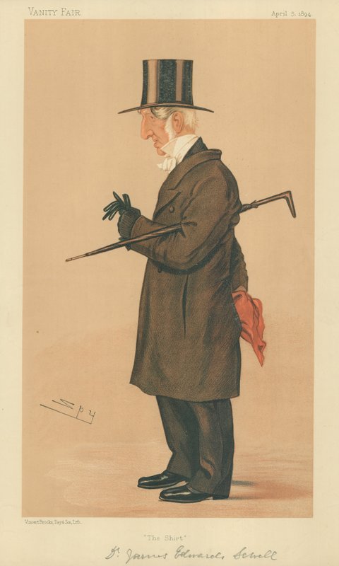 James E Warden Sewell New College Oxfordista, The Shirt, 5. huhtikuuta 1894, Vanity Fair -sarjakuva tekijältä Leslie Matthew Ward