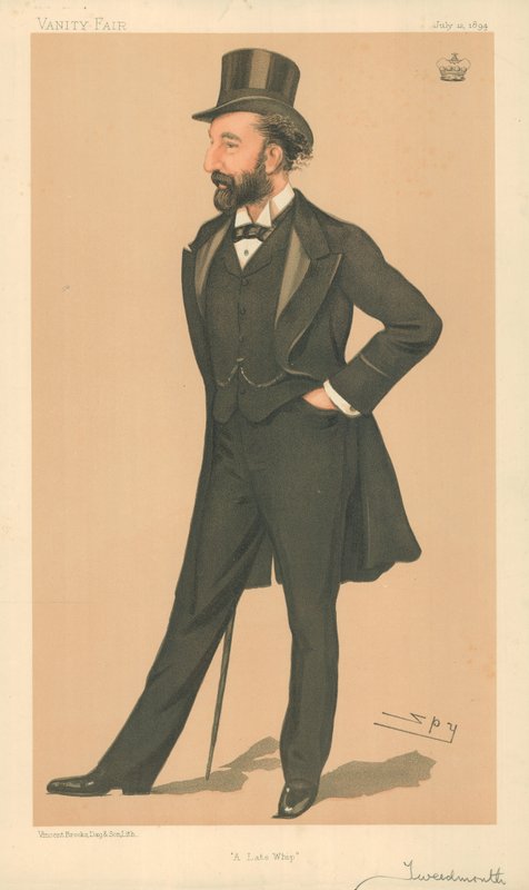 Lord Tweedmouth, A late whip, 12. heinäkuuta 1894, Vanity Fair -sarjakuva tekijältä Leslie Matthew Ward
