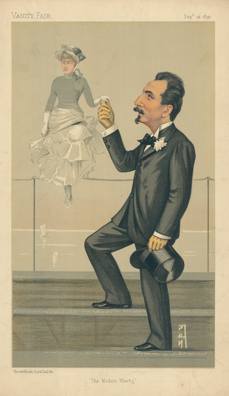 M Jan Van Beers, The Modern Wiertz, 12. syyskuuta 1891, Vanity Fair -sarjakuva tekijältä Leslie Matthew Ward