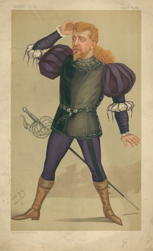 M Jean de Reszke, puolalainen tenori, 8. elokuuta 1891, Vanity Fair -lehden pilakuva tekijältä Leslie Matthew Ward