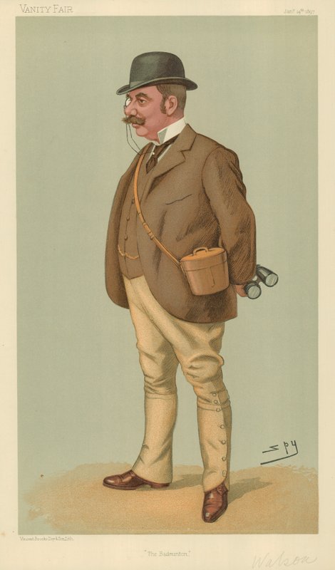 Alfred Edward Thomas Watson, The Badminton, 14. tammikuuta 1897, Vanity Fair -sarjakuva. tekijältä Leslie Matthew Ward