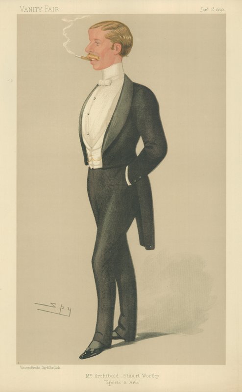 herra Archibald John Stuart-Wortley, Urheilu ja taide, 18. tammikuuta 1890, Vanity Fair -sarjakuva tekijältä Leslie Matthew Ward