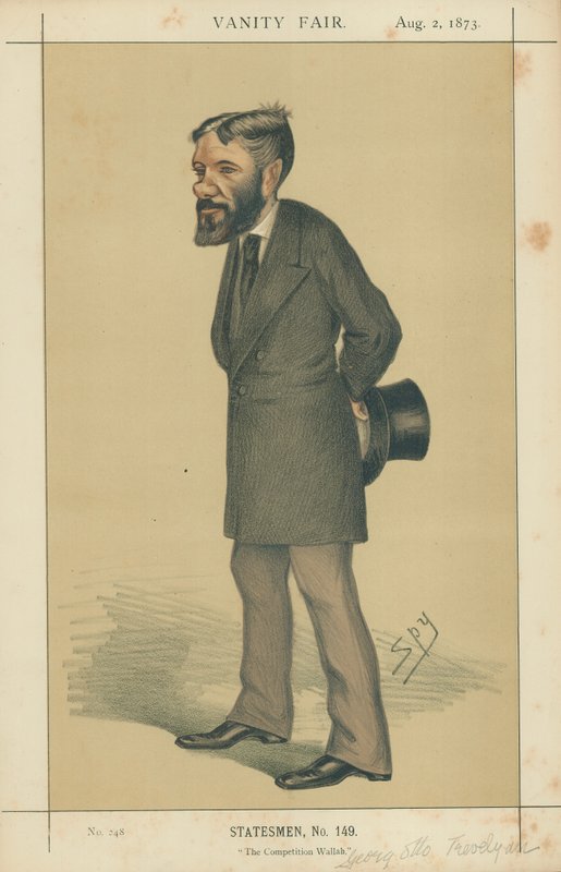 herra George Otto Trevelyan, The Competition Wallah, 2. elokuuta 1873, Vanity Fair sarjakuva tekijältä Leslie Matthew Ward