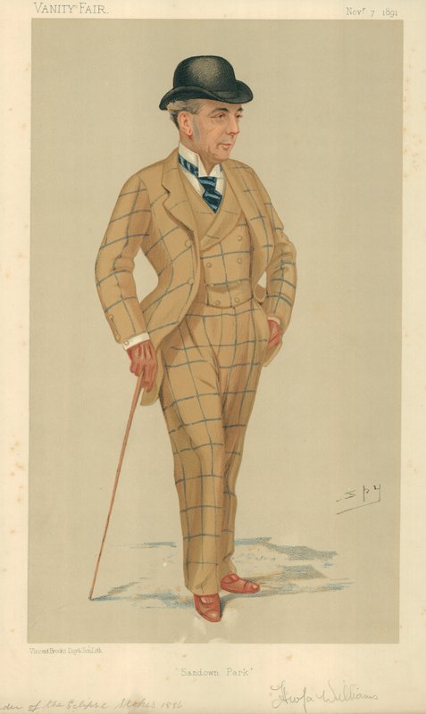Mr Hwfa Williams, Sandown Park, 7. marraskuuta 1891, Vanity Fair -sarjakuva tekijältä Leslie Matthew Ward