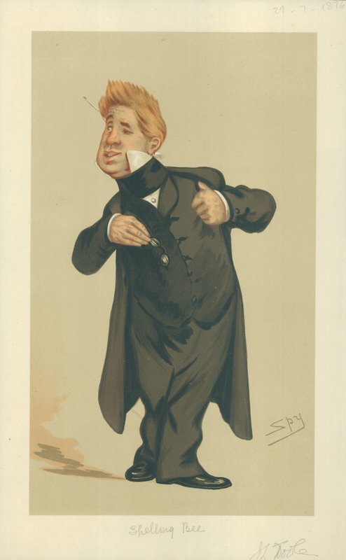 Mr John Laurence Toole, Spelling Bee, 29. heinäkuuta 1876, Vanity Fair -sarjakuva tekijältä Leslie Matthew Ward