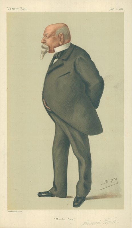 Herra Samuel Ward, Uncle Sam, 10. tammikuuta 1880, Vanity Fair -sarjakuva. tekijältä Leslie Matthew Ward