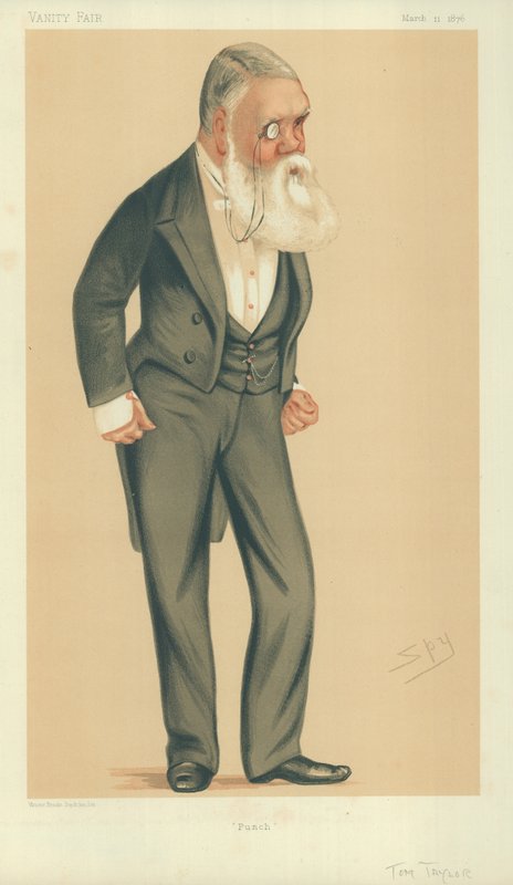 Mr Tom Taylor, Punch, 11. maaliskuuta 1876, Vanity Fair -sarjakuva tekijältä Leslie Matthew Ward