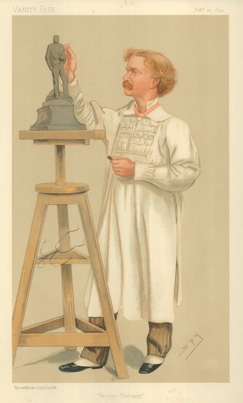 herra William Hamo Thornycroft, pronssinen patsas, 20. helmikuuta 1892, Vanity Fair -sarjakuva tekijältä Leslie Matthew Ward