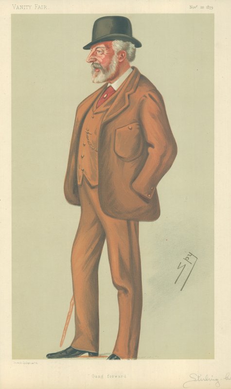 herra William Stuart Stirling-Crawfurd, jengin hyökkääjä, 22. marraskuuta 1879, Vanity Fair -sarjakuva tekijältä Leslie Matthew Ward